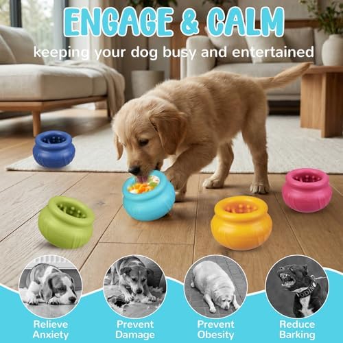 Wobbly Dog Enrichment Lick Toy, Stuffable Frozen Lick Bowl to Keep Dogs Busy, Long-Lasting Interactive Treat Dispensing Dog Toy, Silicone Fetch Catch Chew Toy(Teal,S) - Image 5