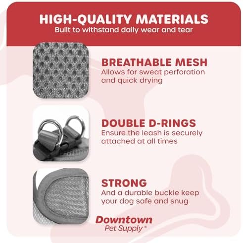 Downtown Pet Supply Step in Dog Harness No Pull, X-Large, Light Gray - Adjustable Harness with Padded Mesh Fabric and Reflective Trim - Buckle Strap Harness for Dogs - Image 4