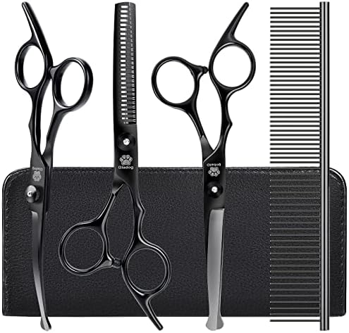 Dog Grooming Scissors Kit with Safety Round Tips, GLADOG Professional 5 in 1 Grooming Scissors for Dogs by GLADOG