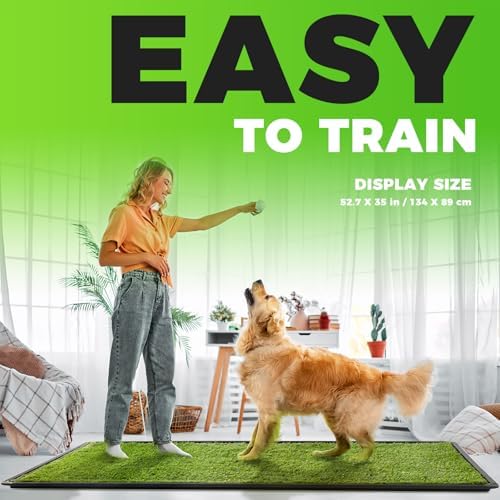 Hompet Dog Grass Pad with Tray Large, 52.7"x35", 2 Reusable Artificial Turf for Dogs Potty, Waterproof Non-Slip Washable Pee Pads, Quickly Absorbency Portable Dog Litter Box for Indoor/Outdoor Use - Image 5