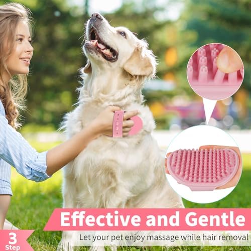 Comotech 6PCS Dog Bath Brush & Dog Toothbrush | Adjustable Handle Shampoo Brush & Scrubber for Short & Long Haired Dogs & Cats | Effectively Solve Odor & Stain Removal Problems (Pink Red Pink) - Image 4