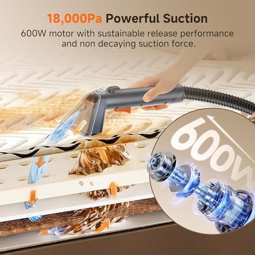 Uwant Carpet Cleaner Machine 18Kpa Portable Carpet Cleaner for Cars Couch, 2in1 Water Tank Upholstery Cleaner, Spot Cleaner with Cleaning Tools, 2.4 Liter Set of 1 - Image 2