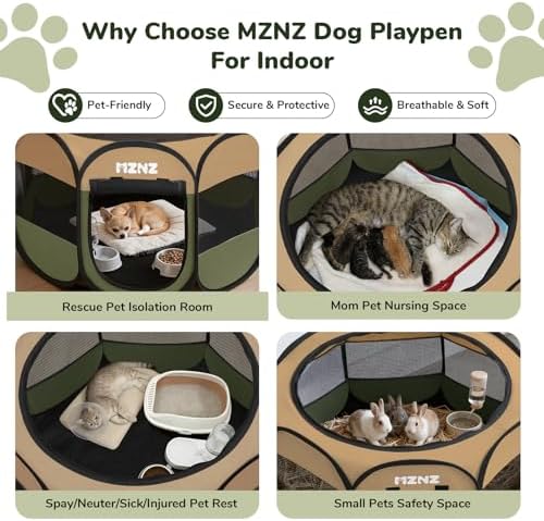 Dog Cat Small Animal Puppy Playpen Crate, Small, Olive Green - Image 4
