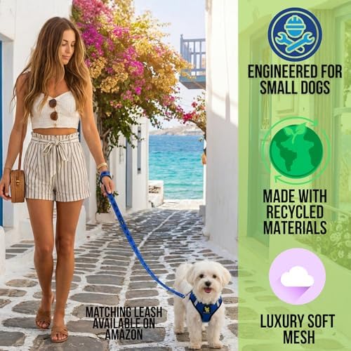 EcoBark Step in Dog Harness Reflective Soft Ultra Padded Mesh Dog Harnesses for XXS, XS, Small, and Medium Dogs Eco-Friendly Comfort Secure Halter No Pull Adjustable Pet Vest (XXXS, Royal Blue) - Image 2