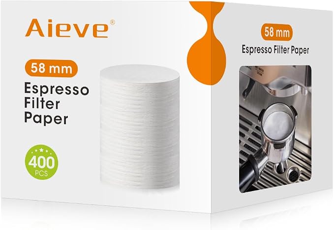 Aieve Espresso Paper Filter Compatible with Breville Barista Espresso Coffee Maker, 58 mm Espresso Filter Puck Screen Portafilter Paper (400 Pcs) by Aieve