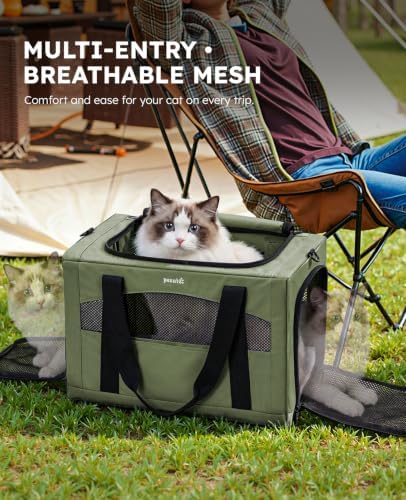 Pecute Cat Carrier Stable, Pet Carrier with Privacy Partition,Green - Image 5