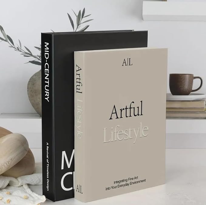 Decorative Books for Home Decor,2 Pcs Modern Minimalist Faux Book for Home Decoration,Coffee Table Decor,Living Room Aesthetic Accent (E5) - Image 3