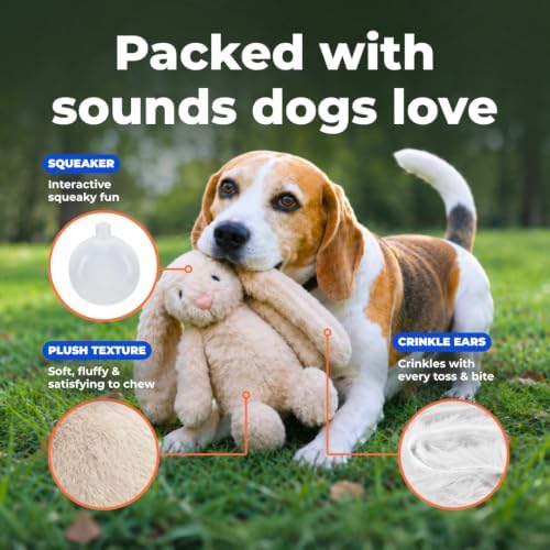 Best Pet Supplies Bunny Buddy Squeaky Plush Dog Toy - Beige, Small - Image 3