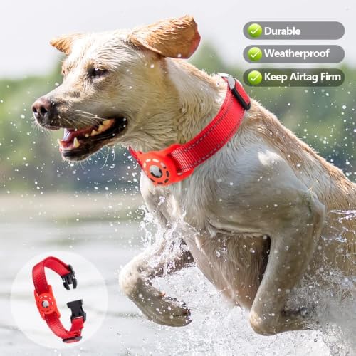 Reflective Dog Collar, Compatible with AirTag, Nylon Pet Cat Puppy Collar for Small, Medium, Large, and Extra Large Dogs - Image 2