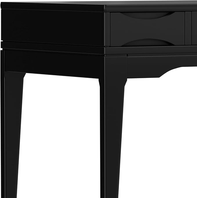 SIMPLIHOME Harper Small Desk - 48 inch Wide Solid Hardwood Writing Desk in Black, Mid-Century Modern Home Office Table for Study or Work with 2 Drawers and Flip-Down Keyboard Tray - Image 7