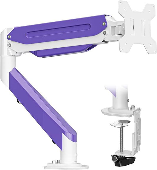 Suptek Monitor Mount Gas Spring Monitor Arm Desk Mount Fully Adjustable Fits 17 20 22 23 24 26 27 32 35 inch Monitors Weight Capacity up to 24.25 lbs (White+Purple, 17"-35") by suptek