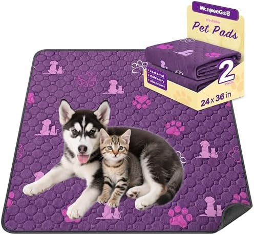WanpeeGoo Washable Pee Pads for Dogs, Waterproof, 24 x 36 in, 2 Pack, Purp by WanpeeGoo