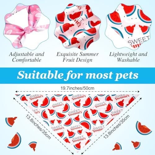 Weewooday 50 Pcs Fruit Dog Bandanas Bulk for Summer Soft Bibs Adjustable Triangle pet Bandana for Small Medium Large Costume(Fruits Pattern, 19.7 x 13.8 x 13.8 Inch) - Image 3
