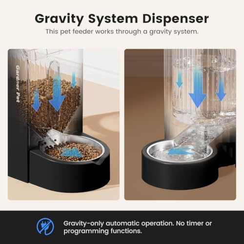 Gravity Automatic Cat Feeder, Water & Food Dispenser Set, Stainless Bowls - Image 3