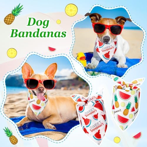 Weewooday 50 Pcs Fruit Dog Bandanas Bulk for Summer Soft Bibs Adjustable Triangle Pet Bandana for Small Medium Large Costume(Fruits Pattern, 25.6 x 17.7 x 17.7 Inch) - Image 4