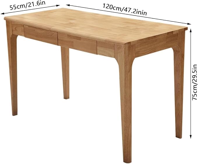 Solid Wooden Desk with Drawers, Small Writing Desk with Drawers for Computer, PC Desk for Work, Study or Gaming, Easy to Assemble - Image 2
