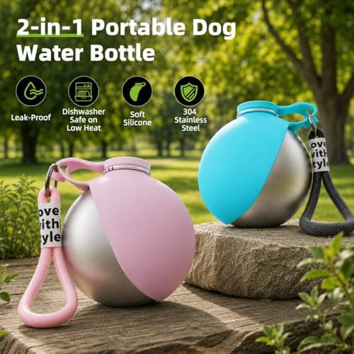Portable Dog Water Bottle with Collapsible Silicone Bowl & Cleaning Brush - Image 6
