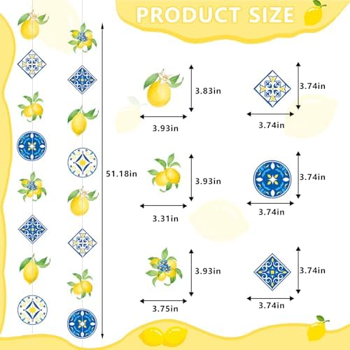 Capri Lemon Tile Banner Decorations Mediterranean Blue Yellow Amalfi Coast Party Decor for Italian Summer Wedding, Birthday, Bachelorette, Bridal Shower, Fiesta Supplies - Image 2
