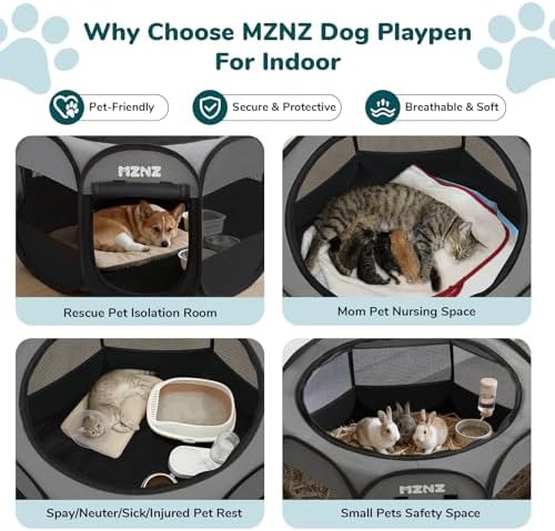 Dog Cat Small Animal Puppy Playpen Crate, Medium, Dark Grey - Image 4