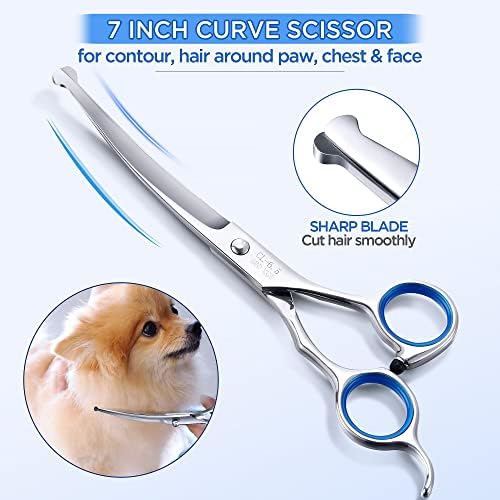 Gimars 7.0in Professional 4CR Stainless Steel Safety Round Tip 6 in 1 Dog Grooming Scissors Heavy Duty Titanium Coated Pet Grooming Scissor for Dogs, Cats and Other Animals - Image 5