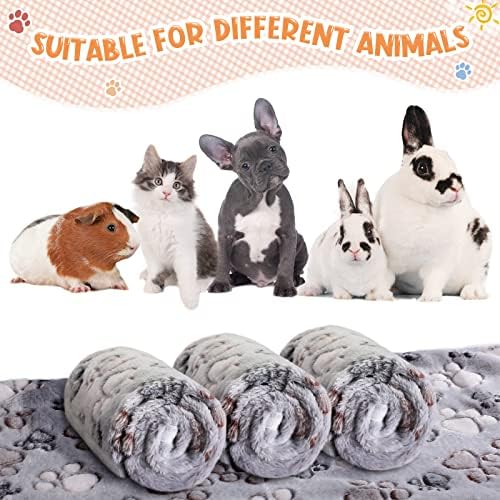 Tatuo 4 Pcs Fleece Dog Blankets for Puppy Cat, Gray, 41 x 30 in, Paw - Image 4