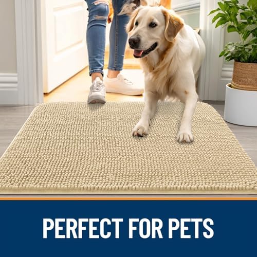OLANLY Dog Door Mat for Muddy Paws 70x32, Super Absorbent Chenille Mud Mat - Image 6