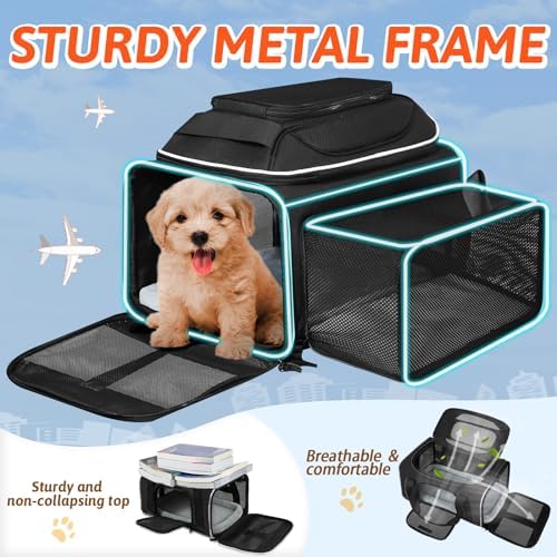 Petskd Top and Side Expandable Small Pet Carrier Airline Approved, Black - Image 6