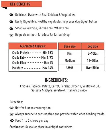 LuvChew Premium Dog Bones, Made with Real Chicken & Wholesome Vegetables, Rawhide Alternative, Medium 5pcs/Pack x 2packs - Image 2