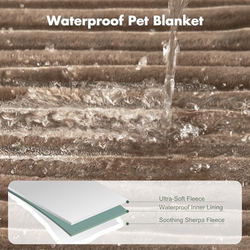 Waterproof Dog Blanket for Large Dogs - Washable Pet Throw Blanket for Couch Bed Protector, Cozy Fleece Calming Dog Blankets for Indoors & Outdoors, Brown, 50"x60" - Image 3