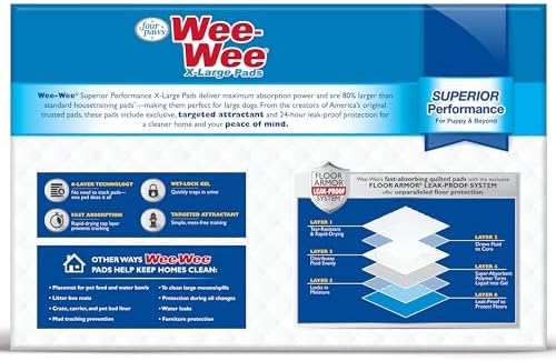 Four Paws Wee-Wee Superior Performance XL Pee Pads for Extra Large Dogs, Leak-Proof Floor Protection Dog & Puppy Quilted Potty Training Pads, Unscented, 28" x 34" (150 Count) - Image 2