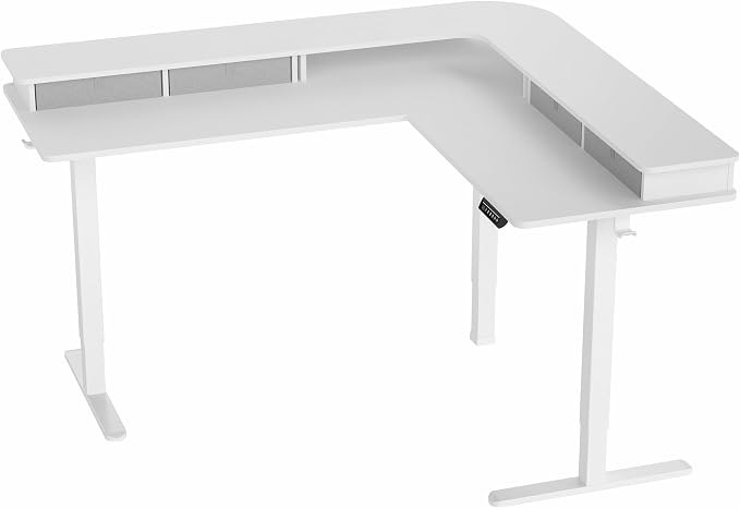 VIVO White 63 x 55 in Corner Standing Desk, DESK-E3CVW | Electric, 2-Tier, L-Shaped, Sit Stand, Height Adjustable, Memory, White Top, White Frame, Dark Gray Drawers - Image 9