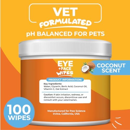 Paw Science Dog Eye Wipes (100 Count) Hypoallergenic Eye & Face Wipes for Dogs & Cats - Pet Tear Stain Remover & Cleaner - Cleans & Removes Discharge, Crust, & Gunk (Coconut) - Image 4