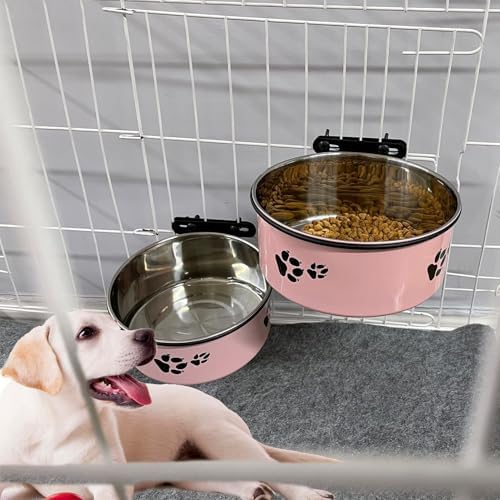 2‑Pack Stainless‑Steel Hanging Dog Crate Food & Water Bowls 25 oz & 34 oz - Image 5