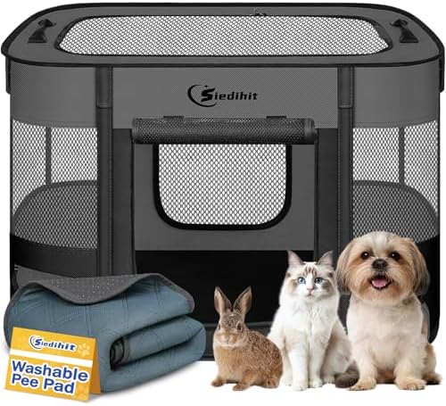 Siedihit 28" Dog Playpen,Cat Puppy Pen, Pet Portable Crate Indoor Outdoor by Siedihit