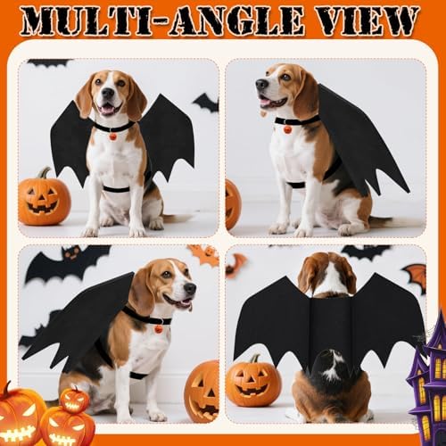 Dog Halloween Costumes for Medium Dogs, Dog Bat Wings with Pumpkin Bell Pet Halloween Cosplay Party Dress Up (Medium) - Image 2