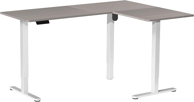 VIVO Dark Gray 63 x 47 in Corner Standing Desk, DESK-E3CTWG-47 | Electric, Reversible L-Shaped Table, Sit Stand, Height Adjustable, Memory Controller, Office Furniture Sets, White Frame - Image 9