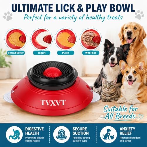 Rolling Lick Feeder Ball Bowl with Suction Cups Anti Slip Slow Feeder Interactive Puzzle Enrichment Toy for Dogs Cats Suitable for Wet Food Yogurt Bone Broth Nutrient Liquid (Red) - Image 5