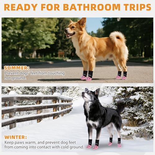 KOOLTAIL Anti Slip Dog Socks to Prevent Licking Paws,Dog Shoes for Hot Pavement, Reflective Traction Control Booties, Dogs Boots & Paw Protector for Hardwood Floors Small Medium Large Senior Dogs - Image 7
