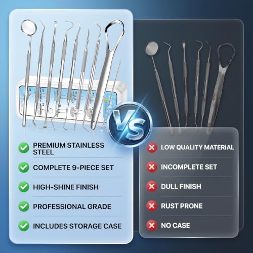 9 in 1 Dental Tools for Teeth Cleaning, Tartar Plaque Remover - Image 4