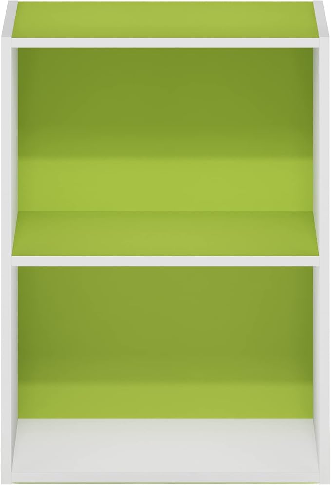 Furinno Luder Bookcase / Book / Storage, Green/White, 2-Tier - Image 6