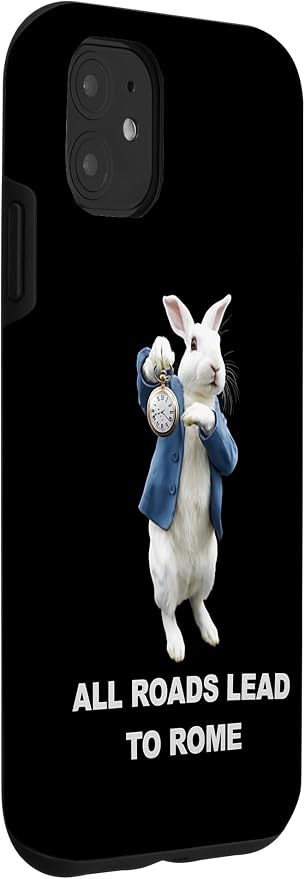 Funny AI Rabbit Meme Tshirt - All Roads Lead to Rome Humor Case for iPhone 11 - Image 3