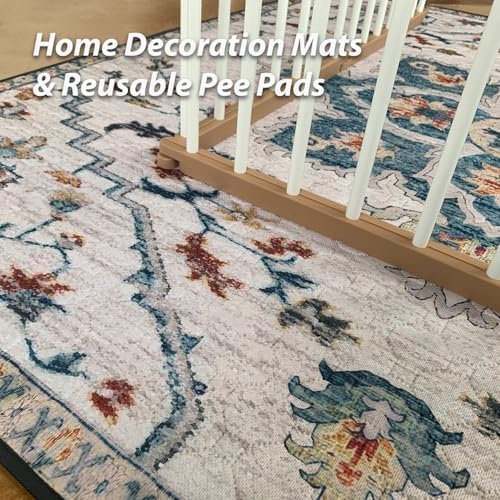 nunubaby Washable Pee Pads for Dogs, Stylish, Non-Slip and Leak-Proof Pee Pads. Reusable Potty Pads for Dogs for Crates and Floors.(Beige/Floral, 18" x24" ) - Image 2