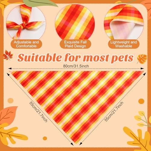 Weewooday 50 Pcs Fall Thanksgiving Plaid Dog Bandanas Bulk for Large - Image 3