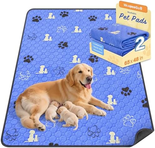 WanpeeGoo Washable Pee Pads for Dogs, Waterproof, 65 x 48 in, 1 Pack, Blue by WanpeeGoo