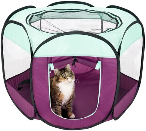 Furhaven Portable Dog Playpen Cat Tent, Pet Playground,Kennel Foldable Indoor Outdoor Zippered Puppy Crate - Purple, Small by FurHaven