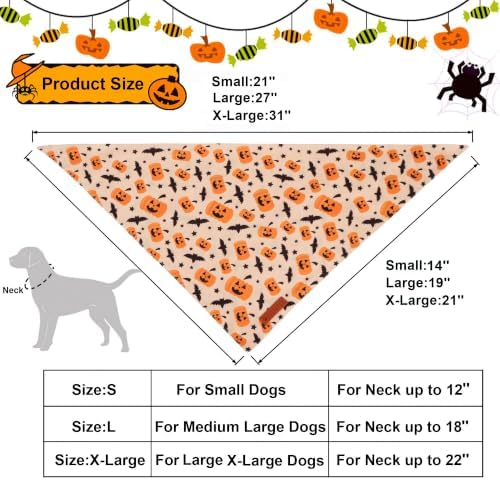 ADOGGYGO Halloween Dog Bandanas Girl Boy, Ghost Pumpkin Dog Scarf, Large - Image 4