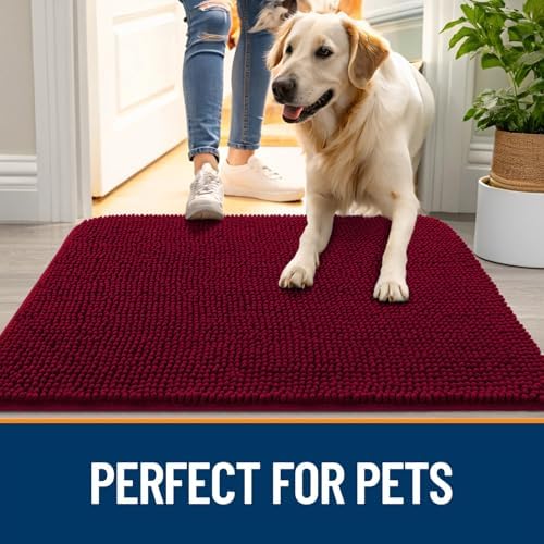 OLANLY Dog Door Mat for Muddy Paws 40x32, Super Absorbent Chenille Mud Mat - Image 6