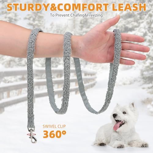 KOOLTAIL Plush Small Dog Harness and Leash Set, Warm Fleece No Pull Puppy Vest for Winter, Lightweight Reflective Step in Pet Harness for Medium Sized Dogs Boy Girl Outdoor Walking Cute Soft, Gray M - Image 5