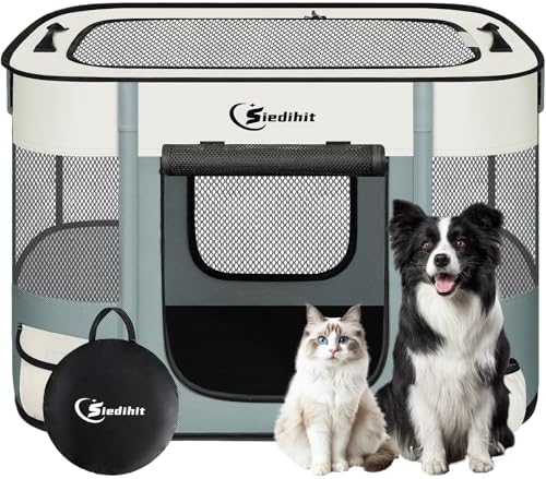 Siedihit 31" Dog Playpen,Cat Puppy Pen, Pet Portable Crate Indoor Outdoor by Siedihit