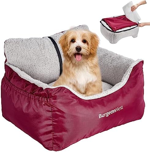 BurgeonNest Dog Car Seat for Small Dogs & Cats Under 25 lbs, Red by Lifelongfriendsbelovedfamily